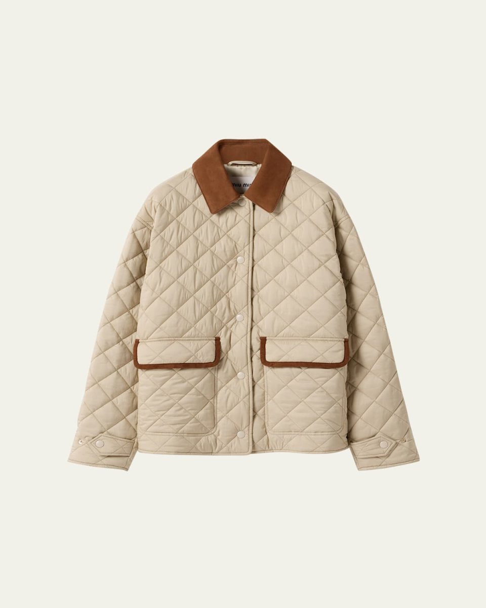 Suede-Trim Barn Jacket
